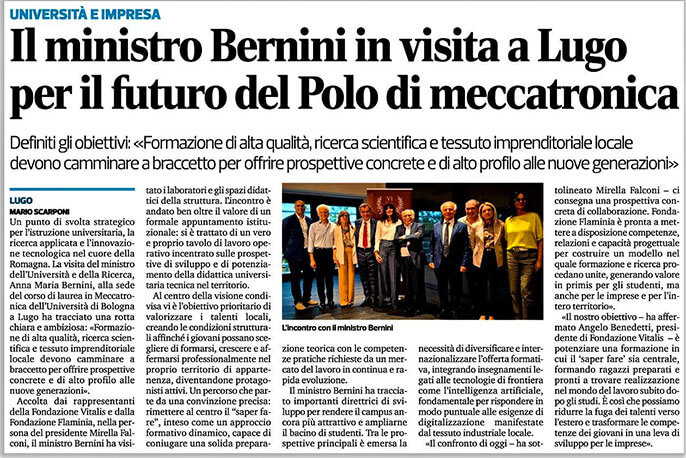 Ministro Bernini in visita al polo Meccatronica a Lugo